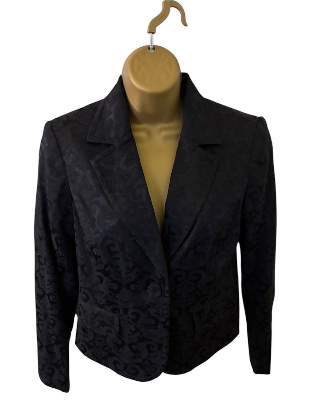 Apt. 9 Paisley Jacquard Blazer Notch Lapel Button Front Black 10P